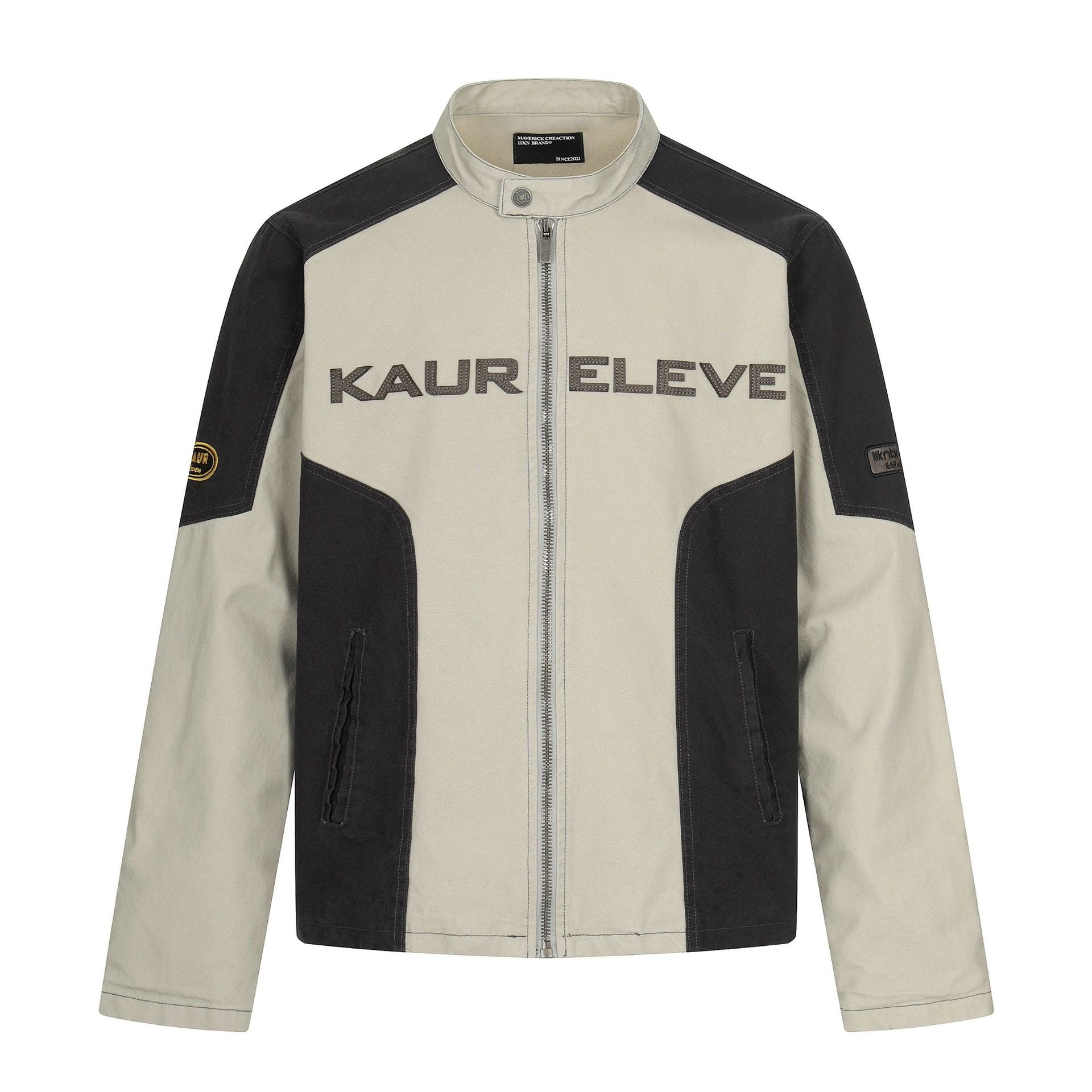 11KN Vintage Loose Letter Casual Zipper Jacket