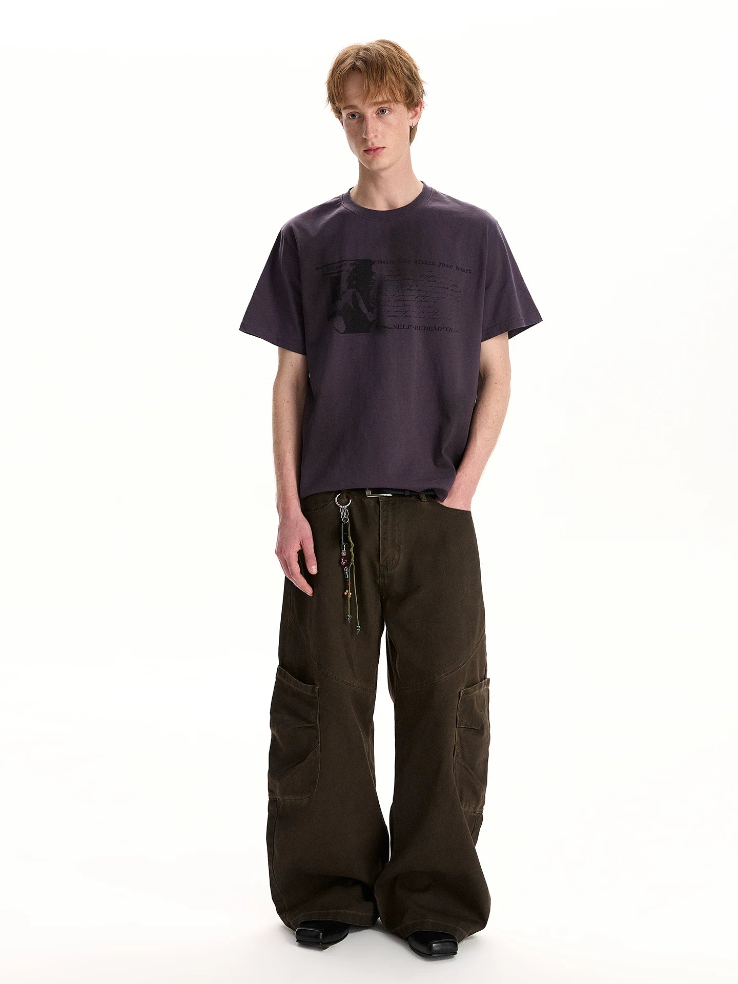 A PUEE Vintage Washed Print Tee – Loose Fit Retro Streetwear