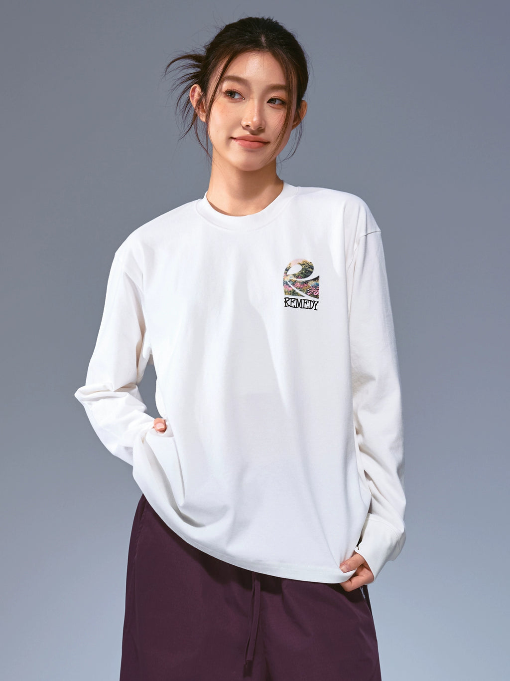 Remedy Flower Sea Insect Embroidery Loose Casual Long Sleeve