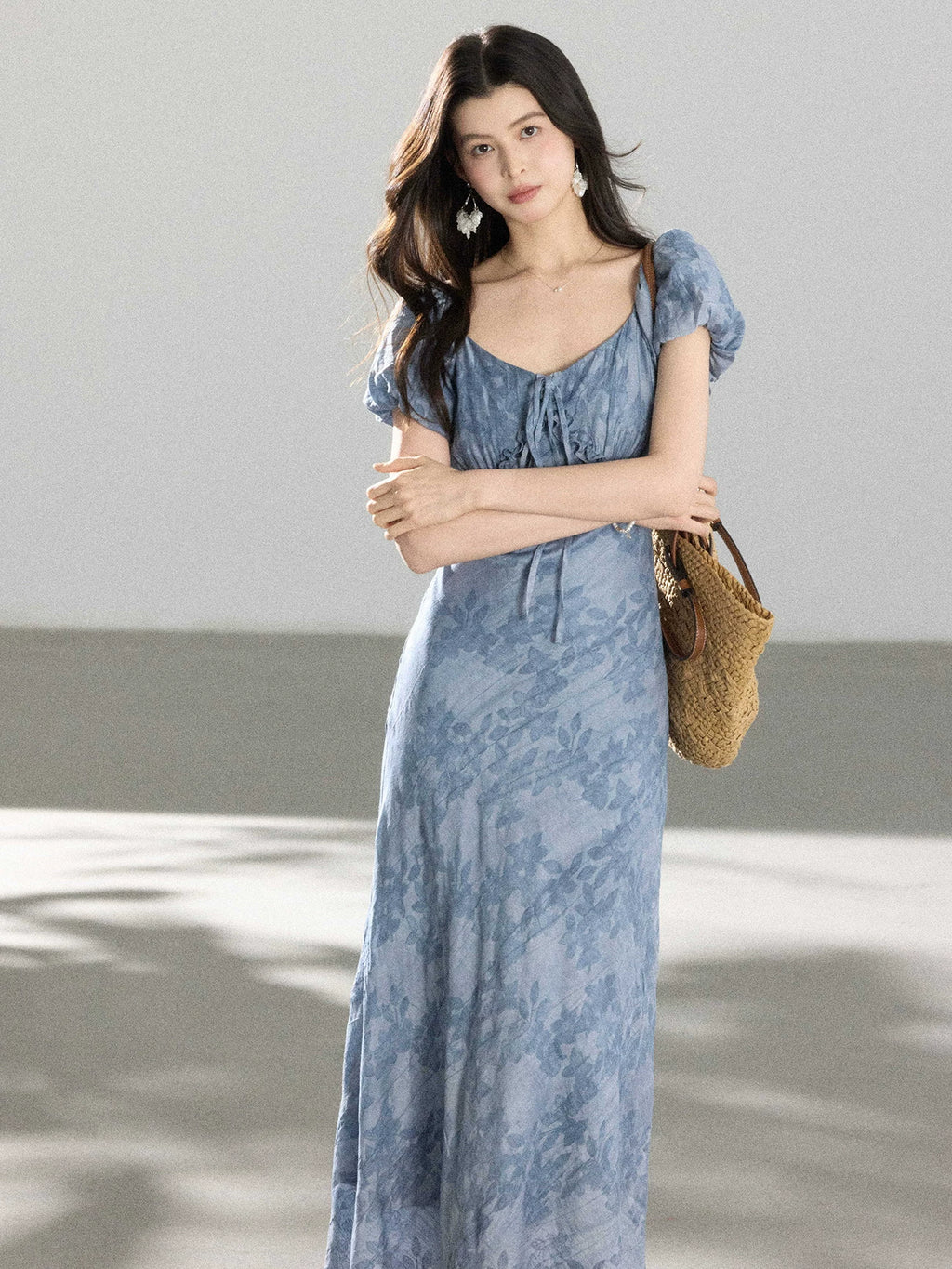TYANG Retro Jacquard Waist Dress