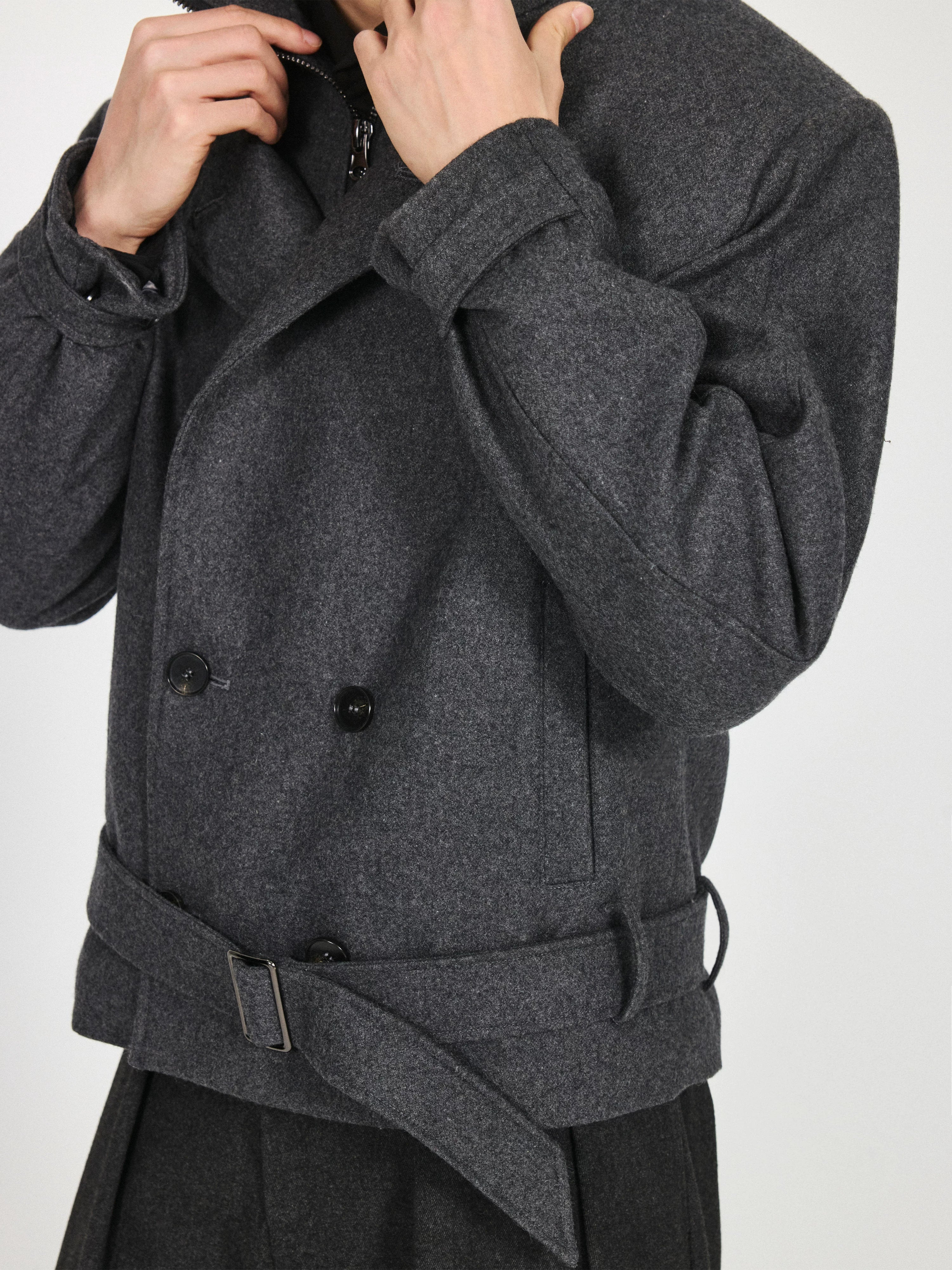 Stay The Night Fake Two Double-breasted Strap-on Jacket
