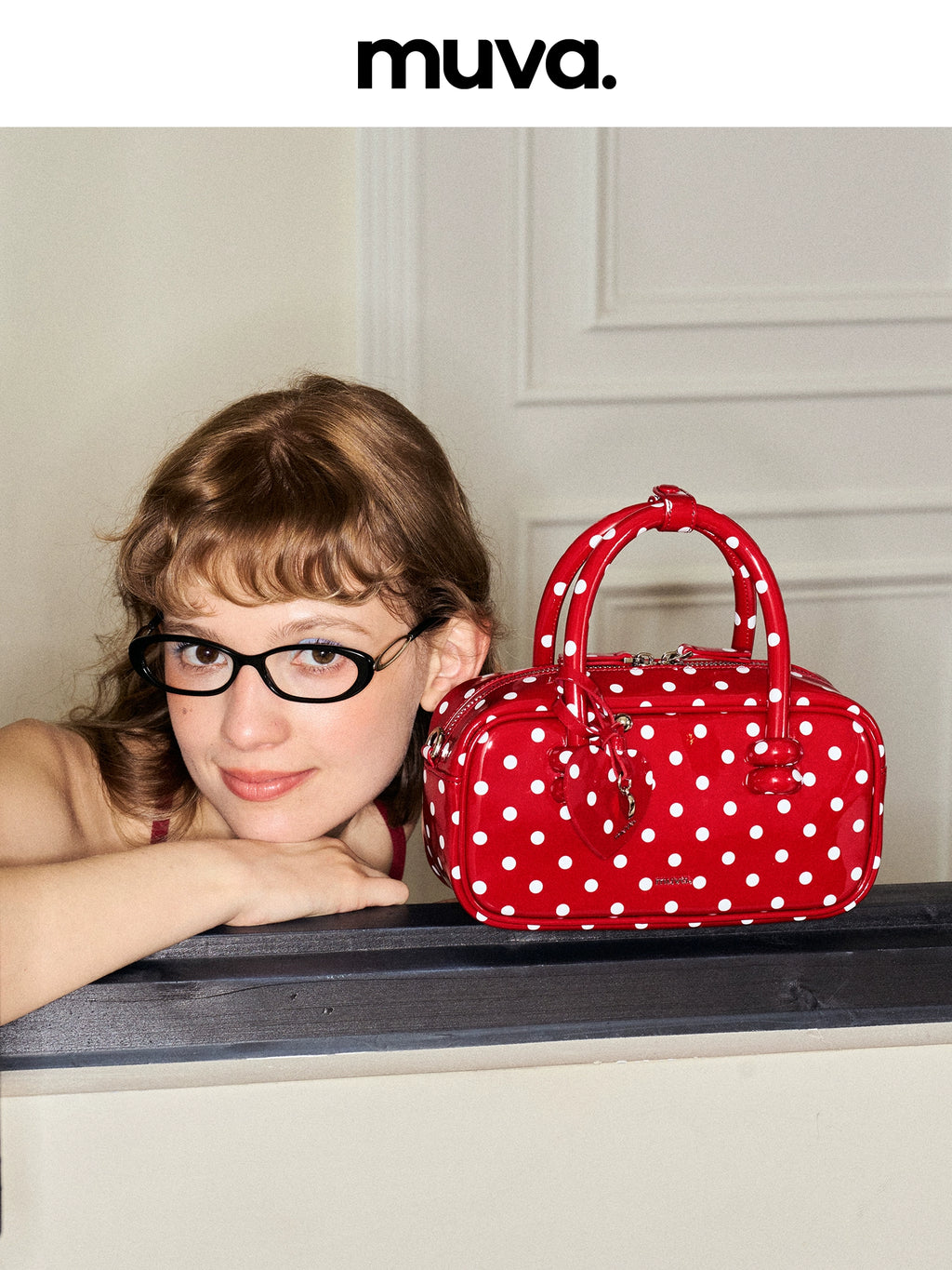 MUVA Polka Dot Messenger Retro Bag