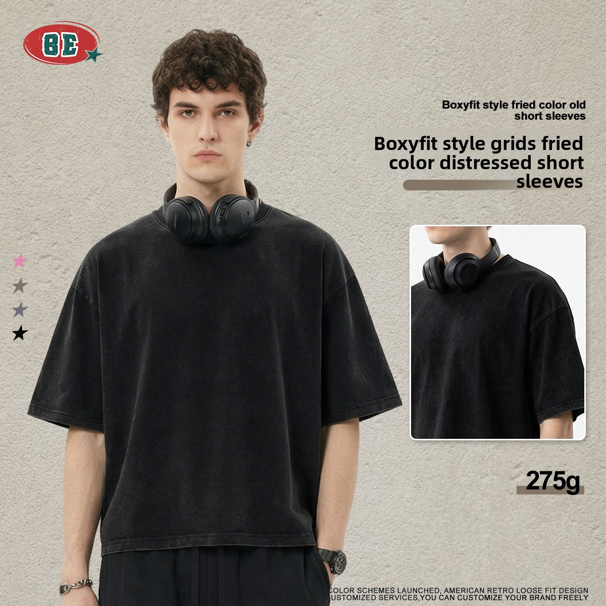 BE Retro Loose Short Wide Casual Tee