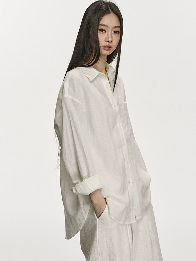 Anna Aneae Linen Shirt Vintage Casual Suit