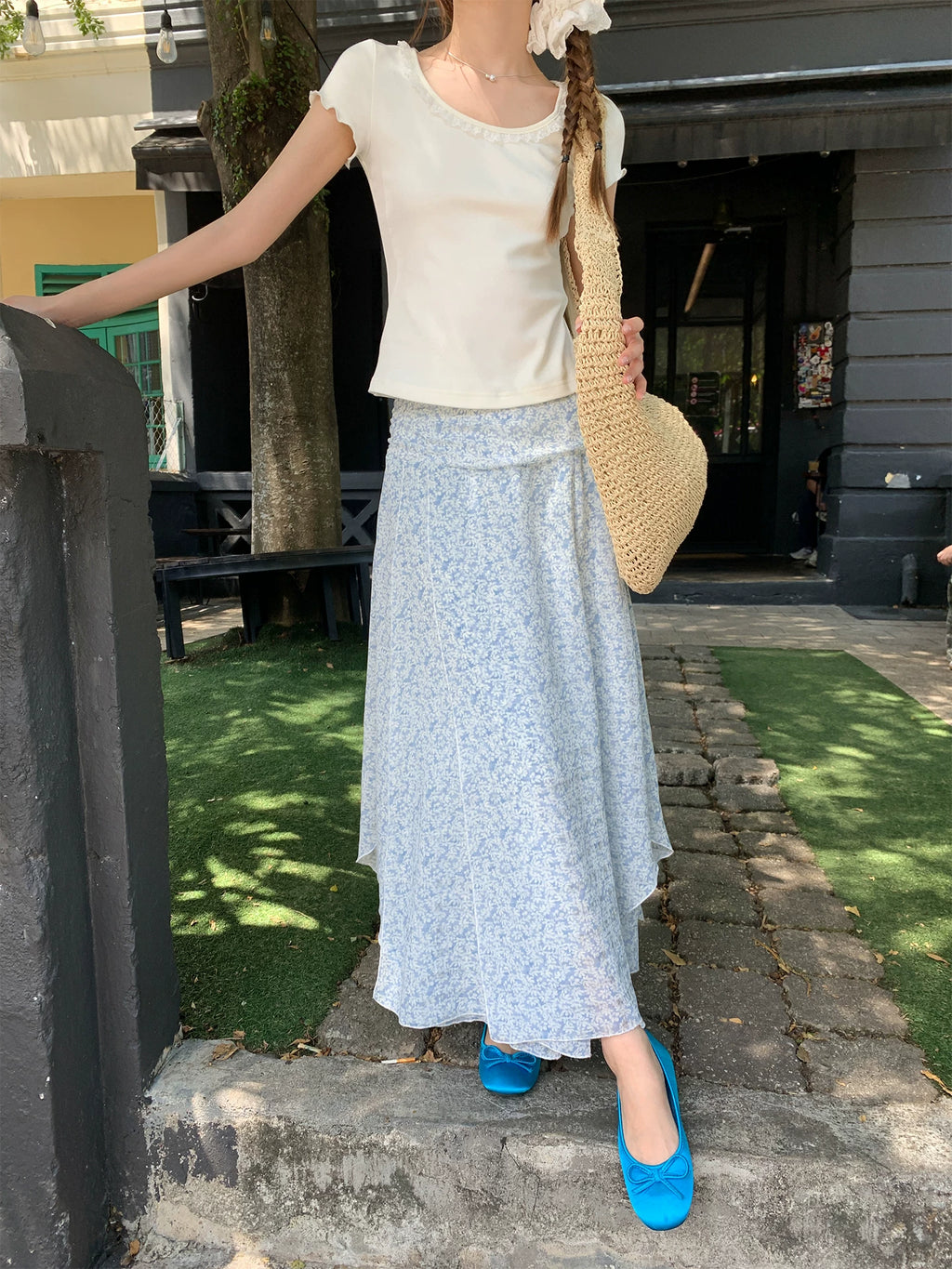 KANO Temperament Slim Floral Skirt
