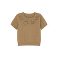 Kano Hand Hook Three-dimensional Flower Round Neck Short Sleeve Knitting