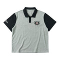 SAXGENWON Sticker Embroidery Splicing Print Front Shoulder Tee