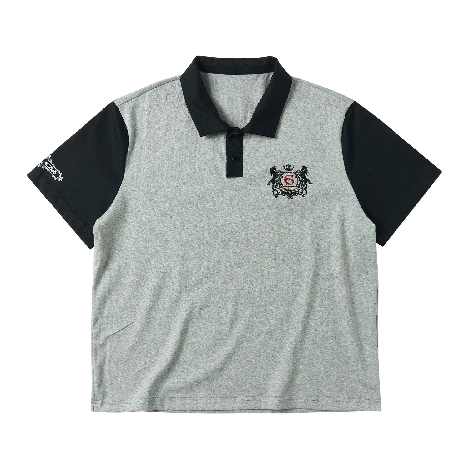SAXGENWON Sticker Embroidery Splicing Print Front Shoulder Tee