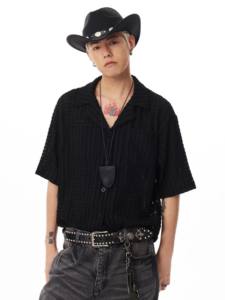 CoosRetr Vintage Hollow Old Money Wind Short Sleeve Shirt