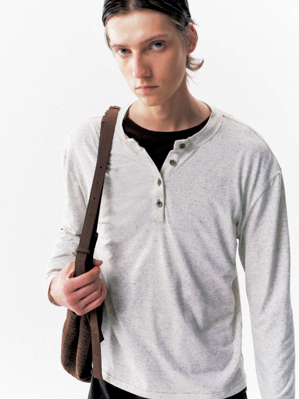 NOT UGLY Bumping Line Slack Henry Neck Bottom Long Sleeve