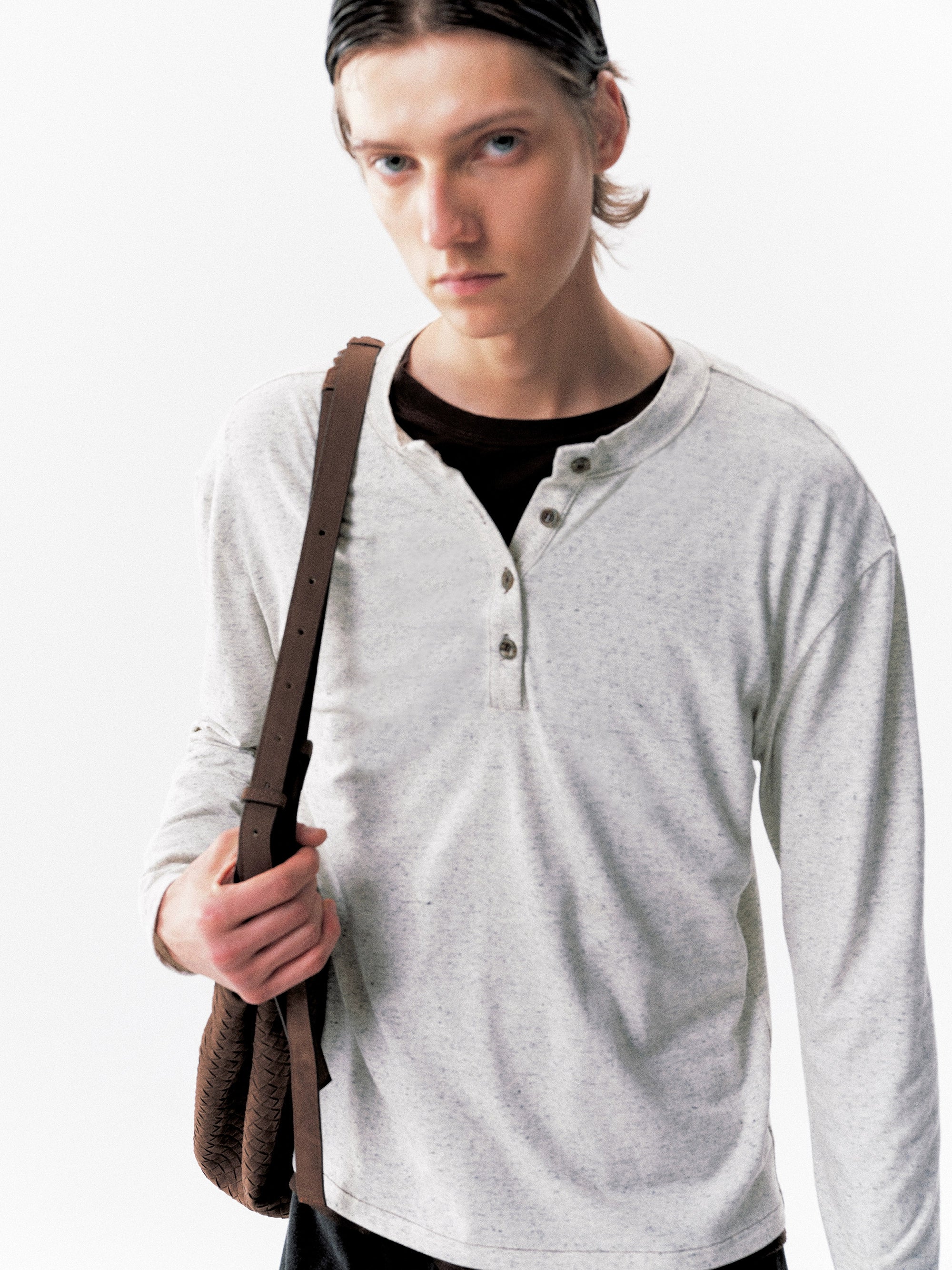 NOT UGLY Bumping Line Slack Henry Neck Bottom Long Sleeve