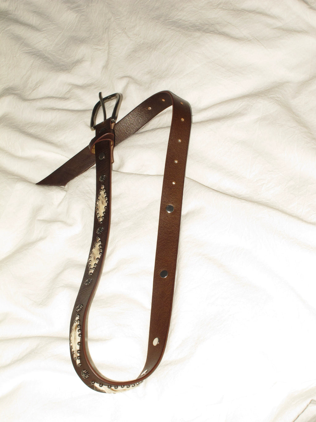 NOT UGLY Prismatic Strike Nail Cross Top Cowhide Belt
