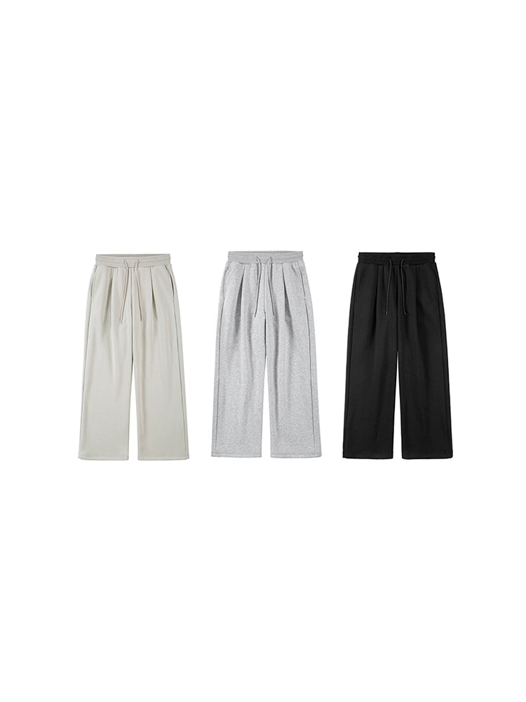 PLUS NO LOGO Loose Three-dimensional Pleated Straight Lazy Sweatpants