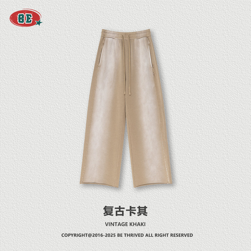 BE Gradual Change Hole Hooded Sweater Straight Pants Two-piece Set