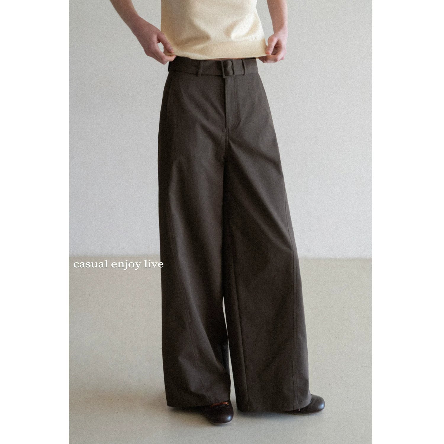 EGGKA High Waist Straight Versatile Casual Pants