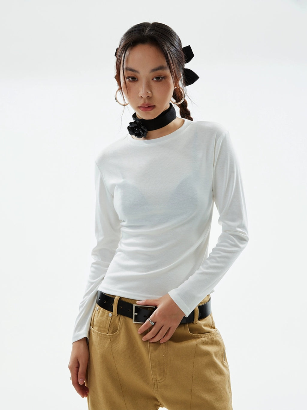FUNKYFUN Tencel Thin Soft Comfortable Long-sleeved Bottoming Shirt