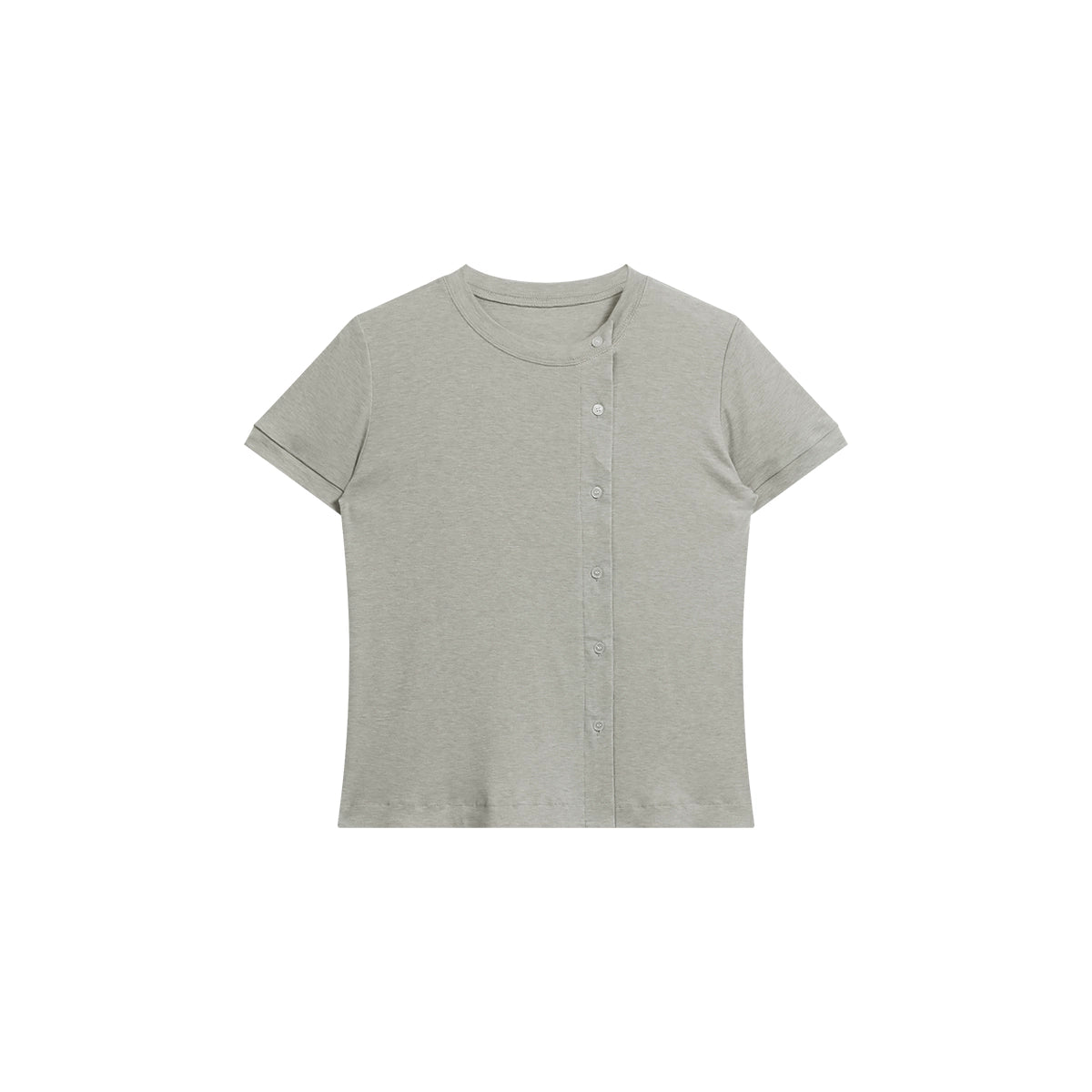 FUNKYFUN Knitted Crew Neck Cardigan Front Shoulder Tee