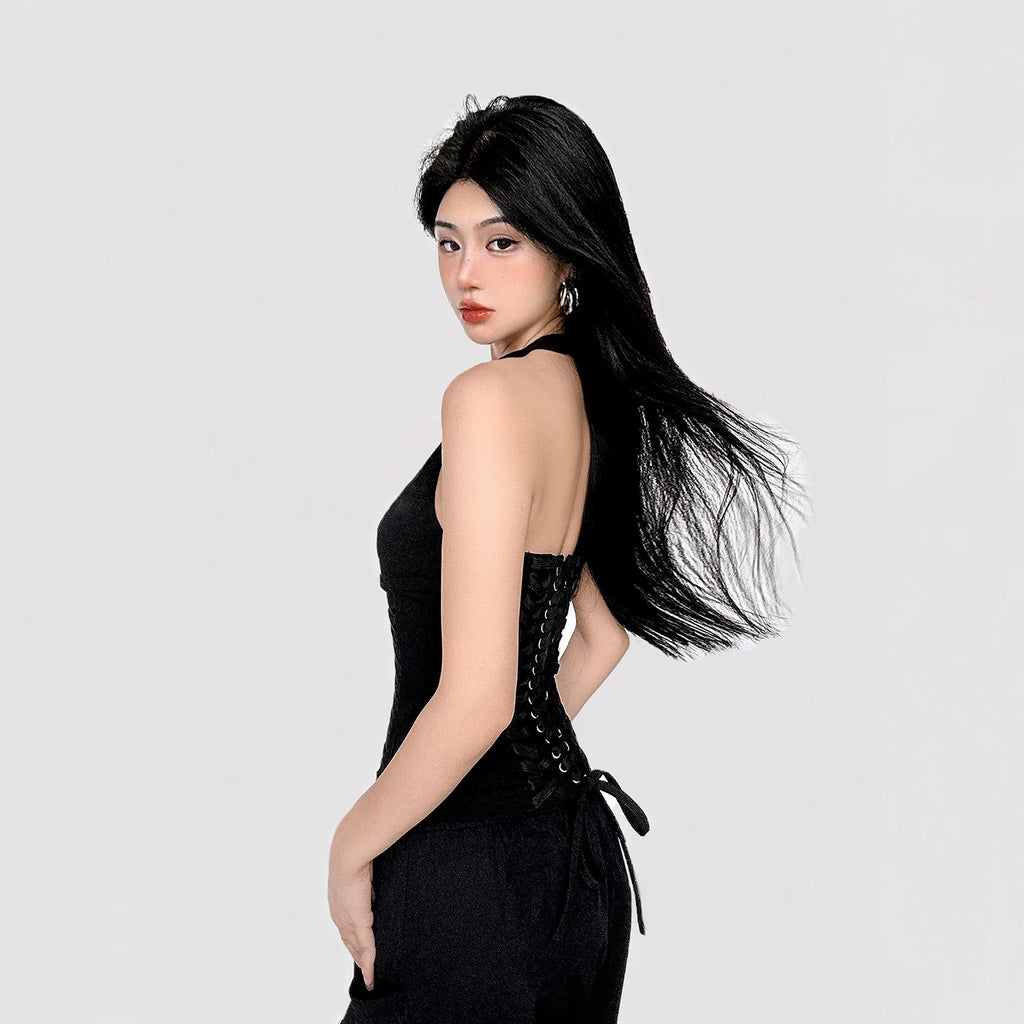 FUNOFF Vintage Strap V-Neck Neck Vest