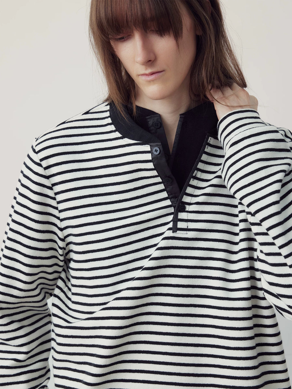 COLN Henry Collar Loose Casual Long Sleeves