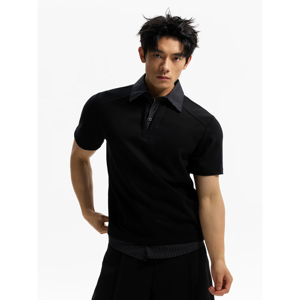 DAY NY Fake Two Polo Collar Versatile Tee