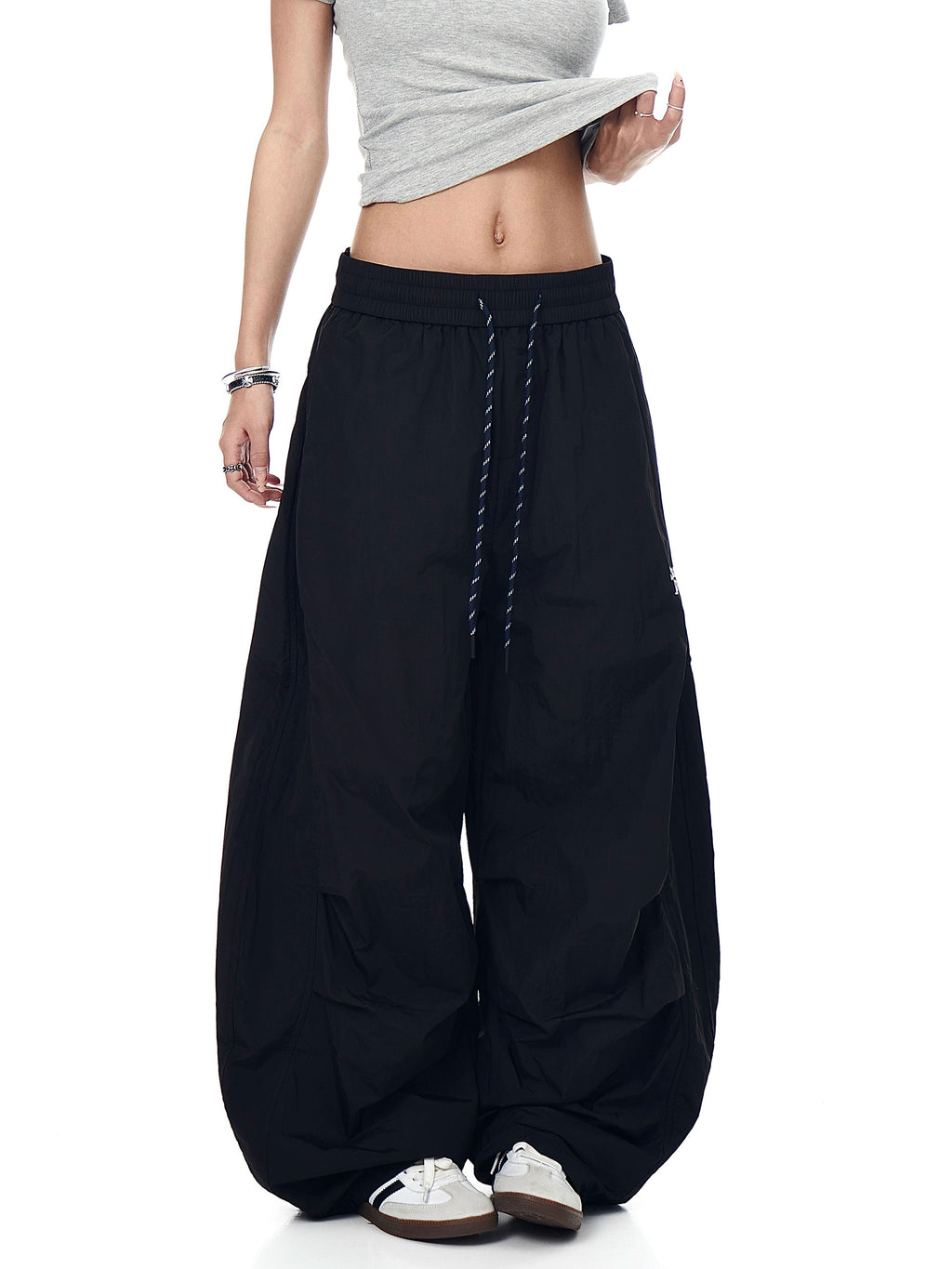 BLACKLISTS Pleated Embroidered Dance Wide-leg Scimitar Pants