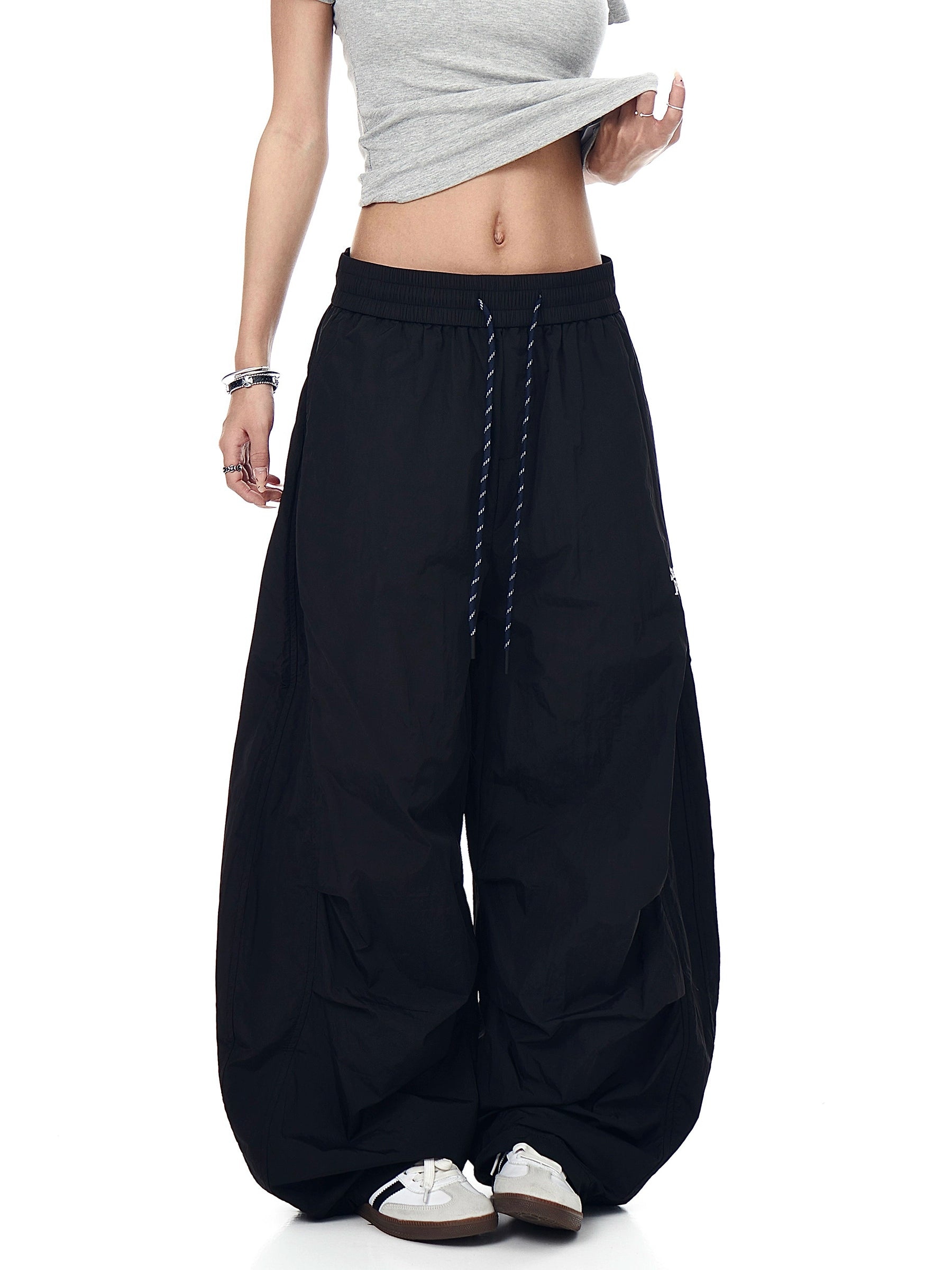 BLACKLISTS Pleated Embroidered Dance Wide-leg Scimitar Pants