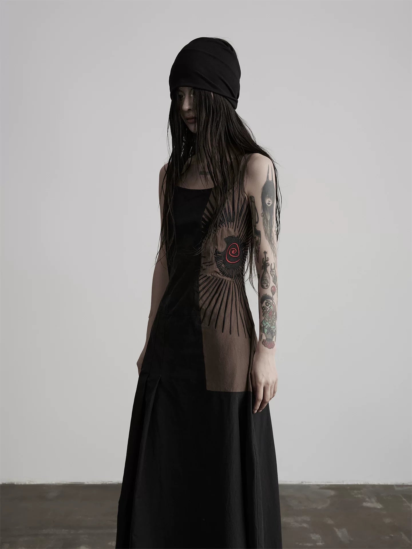 INDULGE Embroidered Square Neck Tank Top Long Skirt