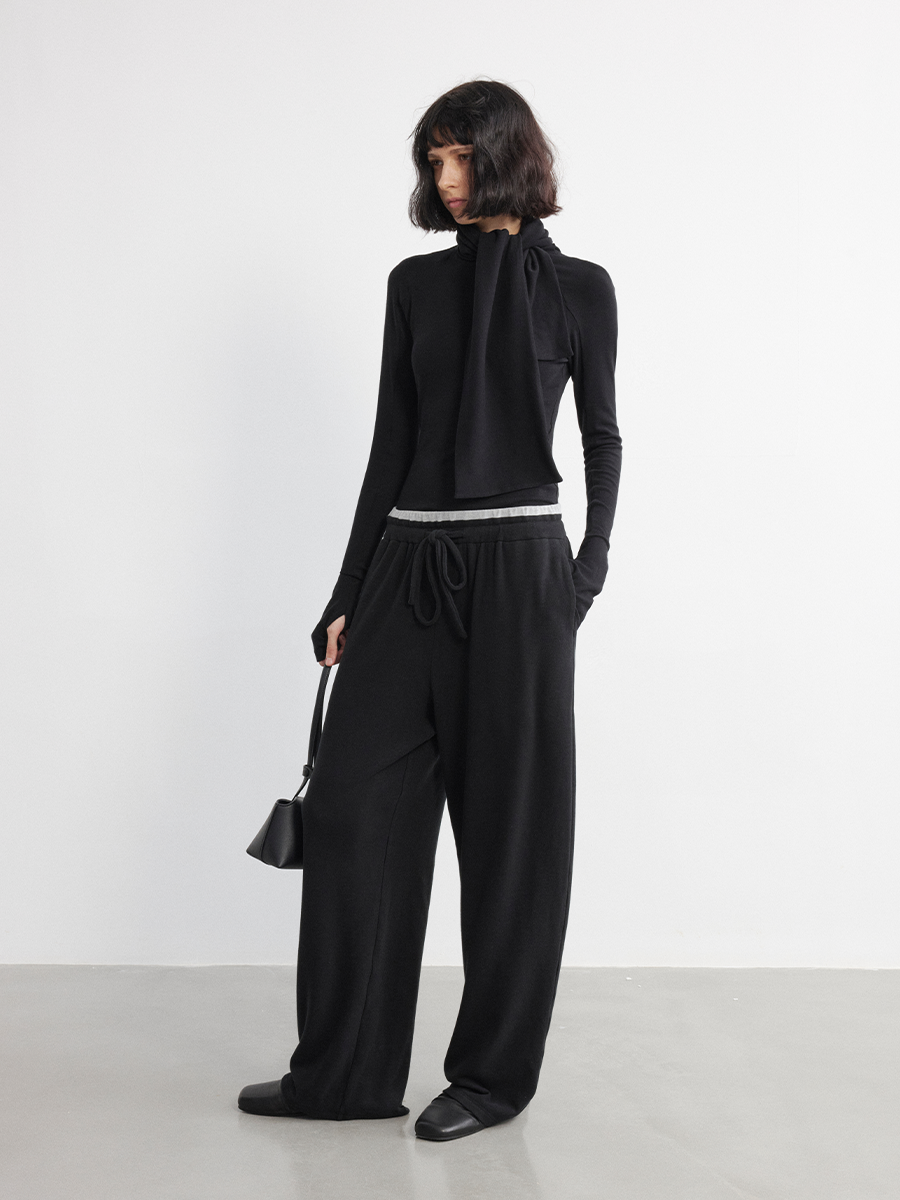 JCAESAR WOMEN Scarf Neckline Strap Long Sleeve