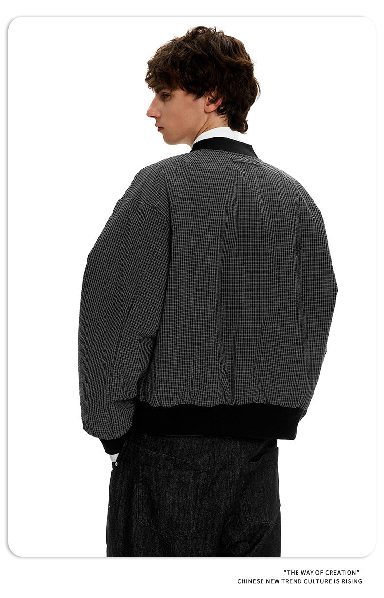 11KN Simple Plaid Loose Retro Casual Jacket