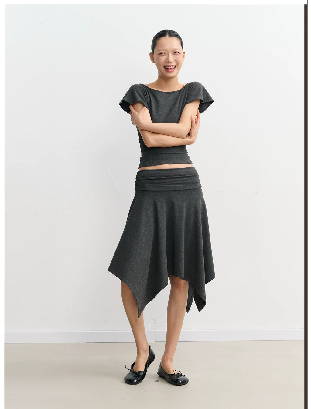 LINY LIBERTY Lotus Leaf Edge Waist Tee Skirt Set