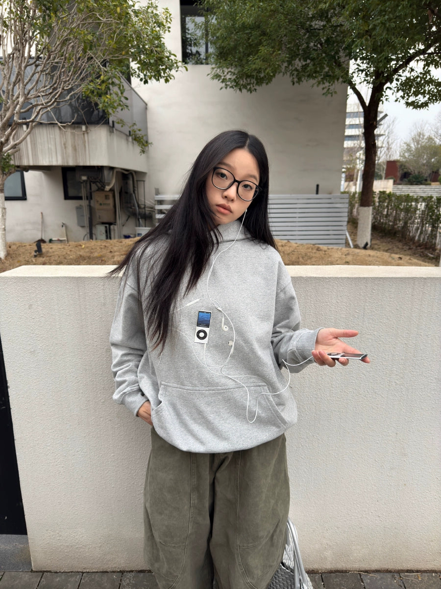 RAINMAKE Creative 3D Printed Short Wide Hooded Sweater