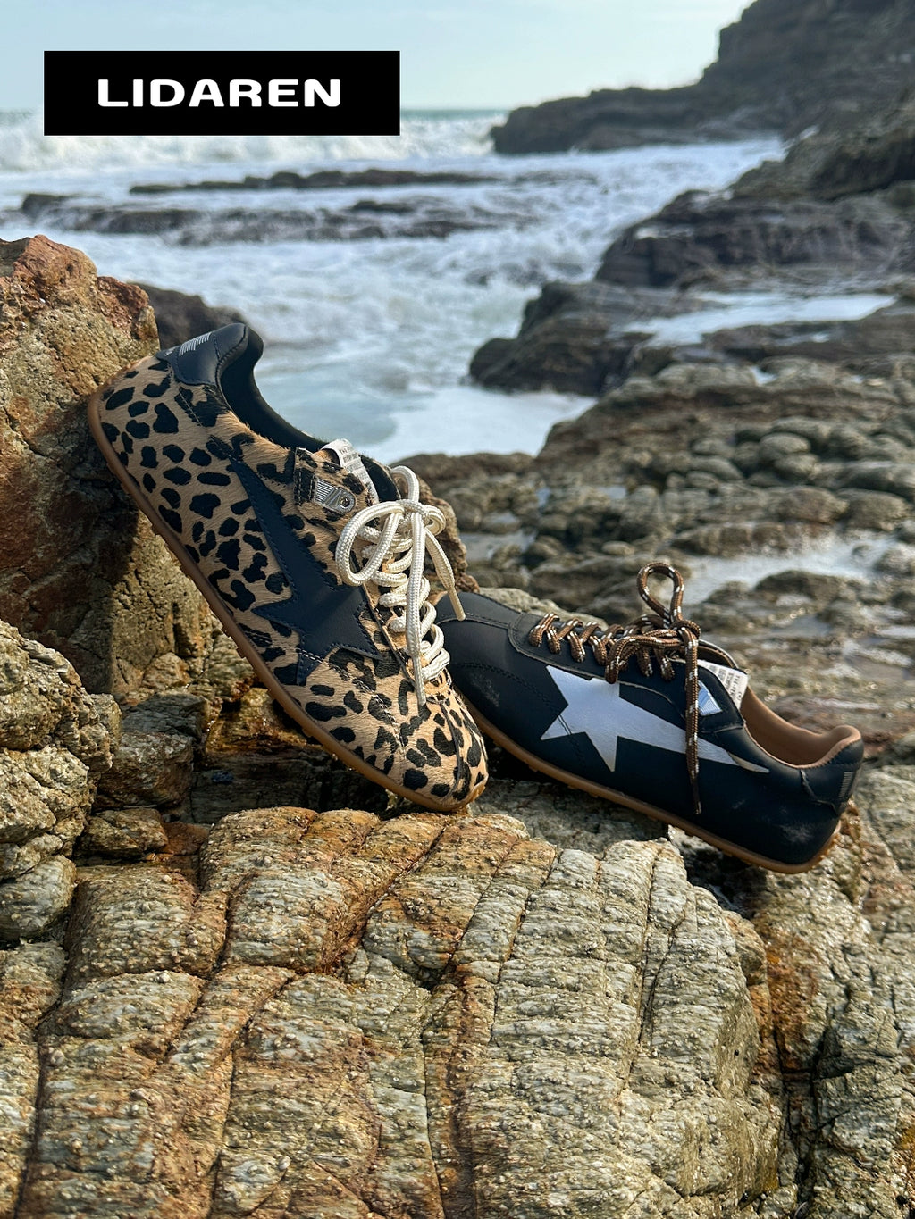 Lidaren Produced Leather Round Head Retro Casual Shoes