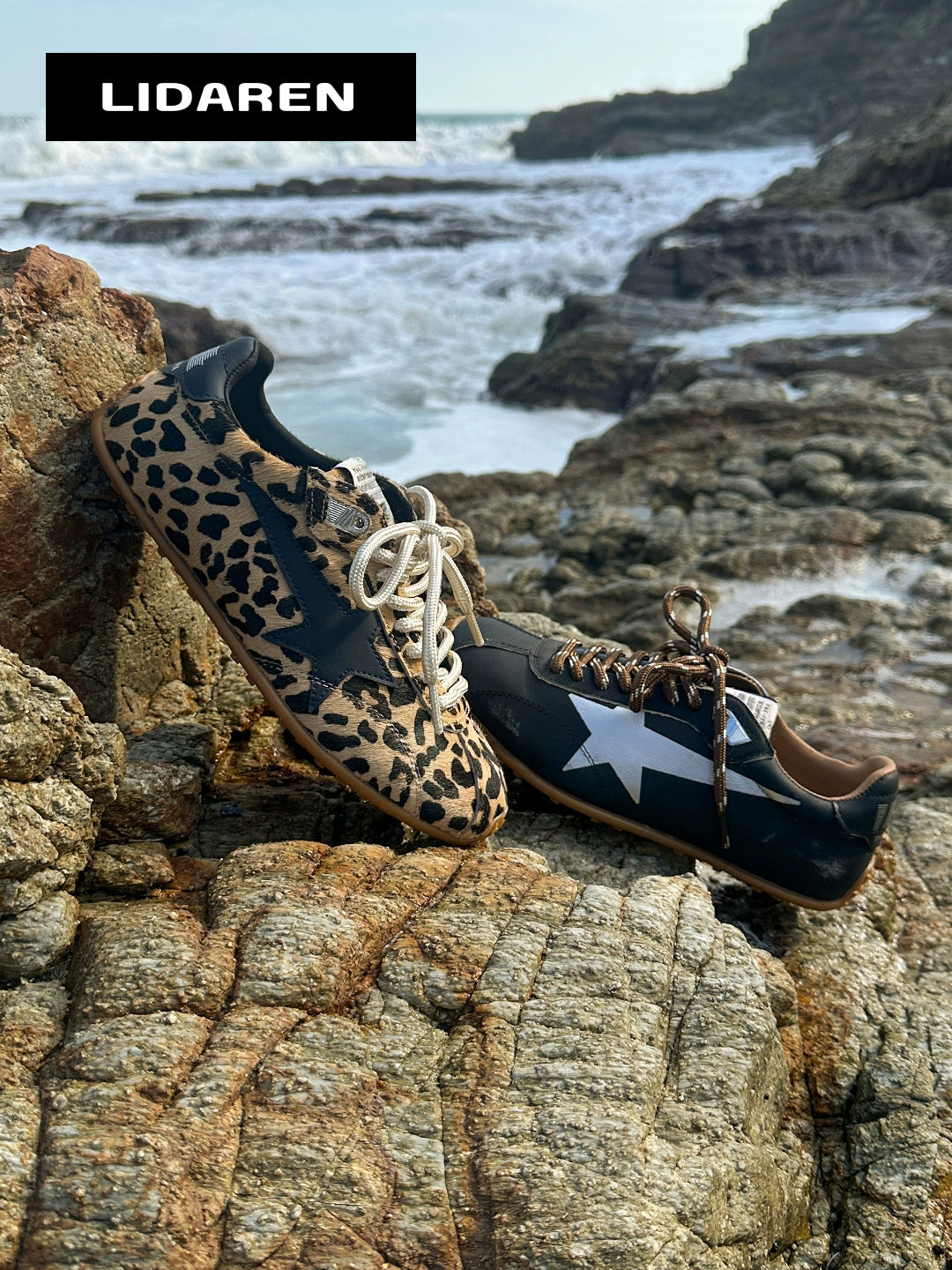 Lidaren Produced Leather Round Head Retro Casual Shoes