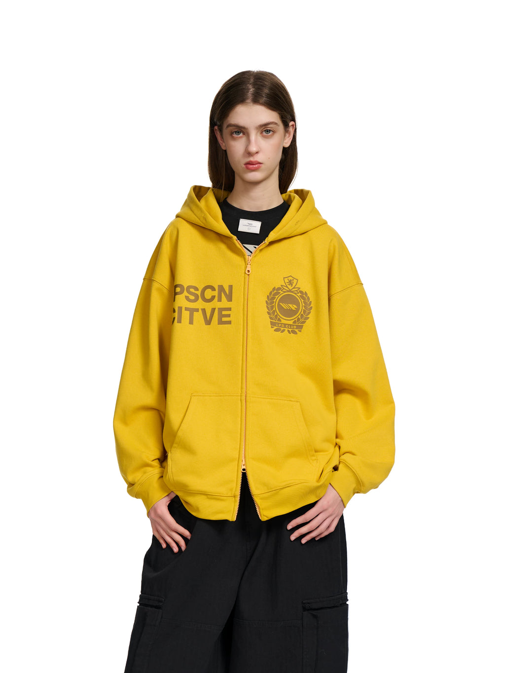 Loopsoon Front Chest Left and Right Creative Letter Print Hooded Sweater