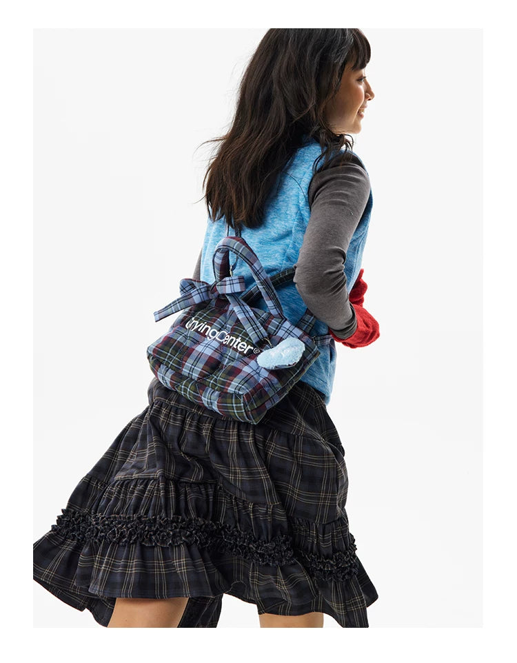 CryingCenter Vintage Checked Tote Bag
