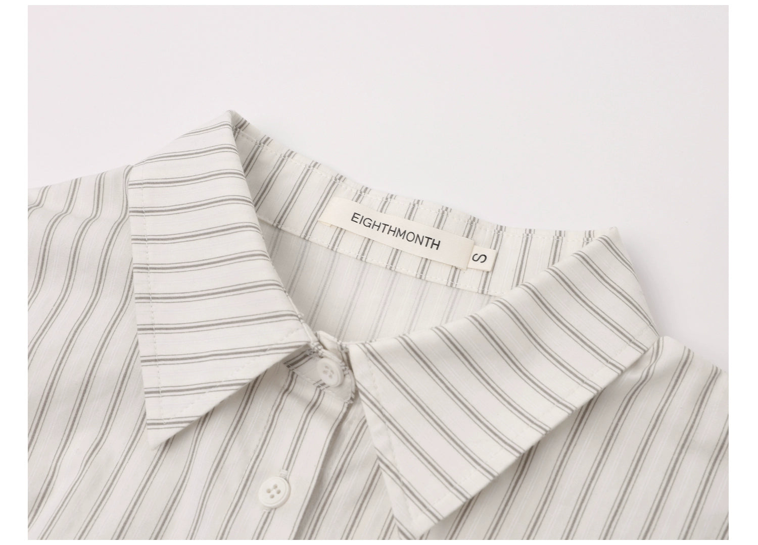 EIGHTHMONTH Vintage Vertical Striped Skinny Lapel Long Sleeve Shirt