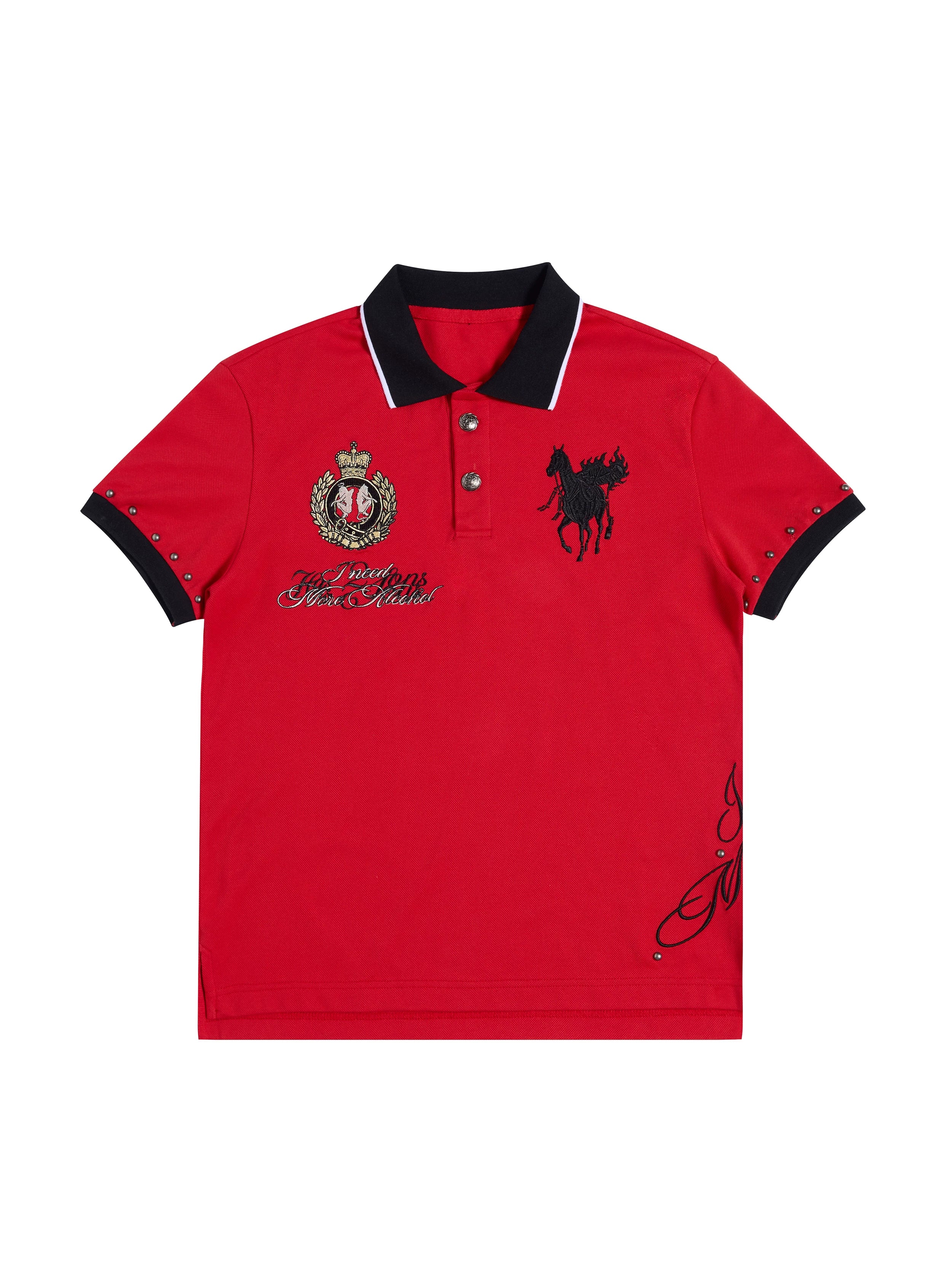 HAS2SONS Polo Neck Embroidery Contrasting Tee