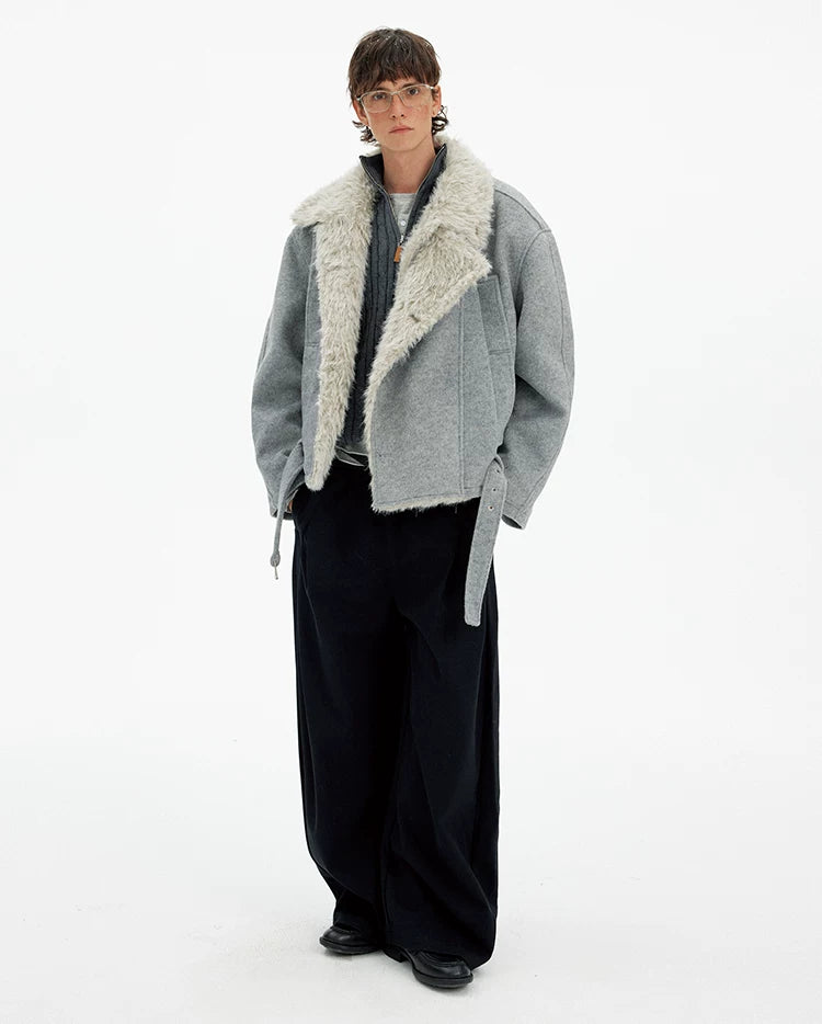 MADWITCH Vintage Premium Double-breasted Fur Collar Cotton Jacket