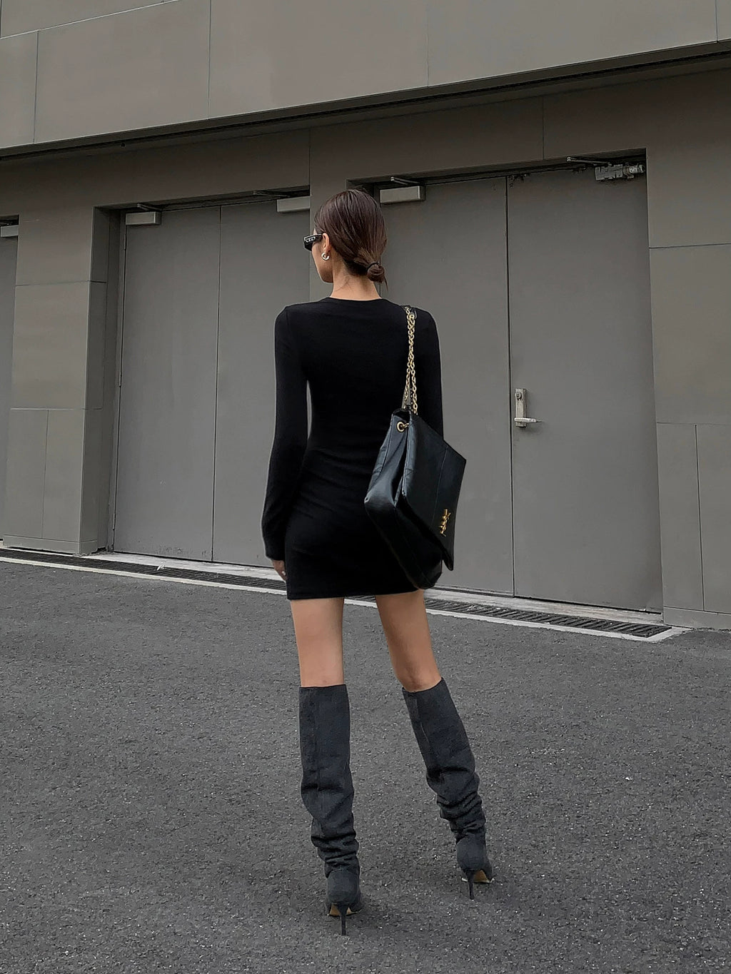 OUSPH Vintage Square Neck Knitted Dress
