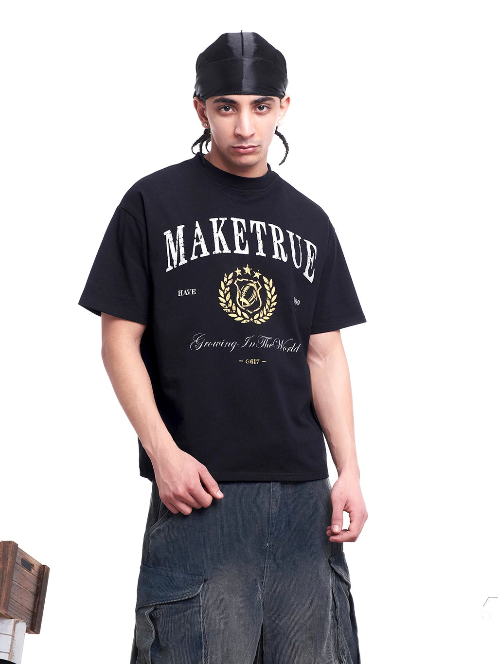 MT99 Retro Letter Print Loose and Versatile Tee