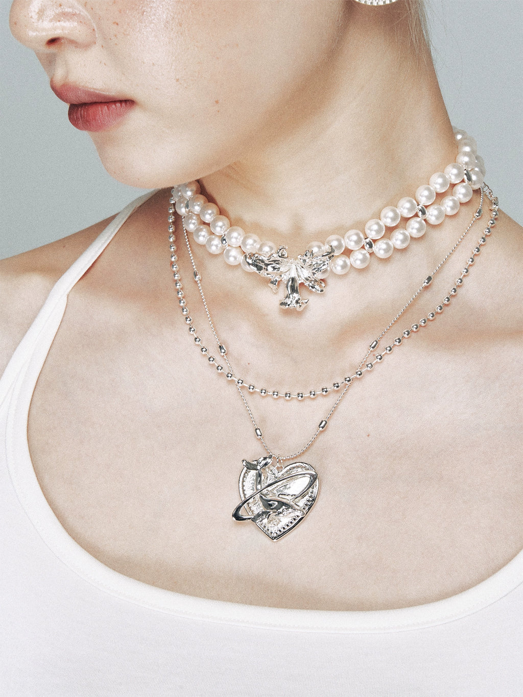 1JINN M2M Double Stacked Whale Love Pendant Necklace