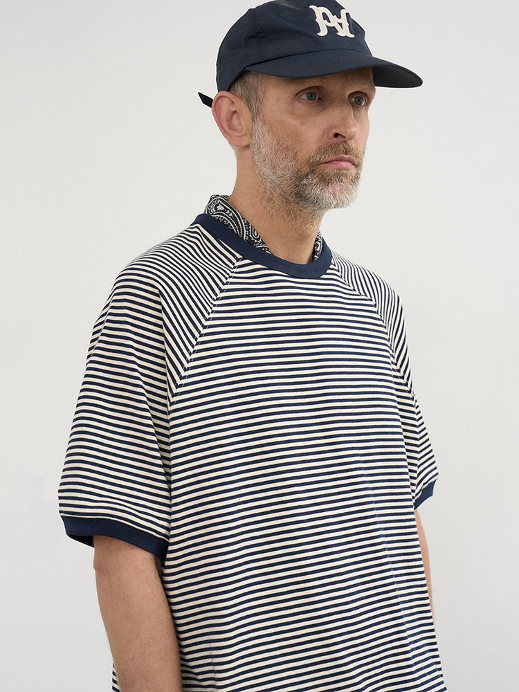 PARTIMENTO Shoulder Sleeve Striped Tee