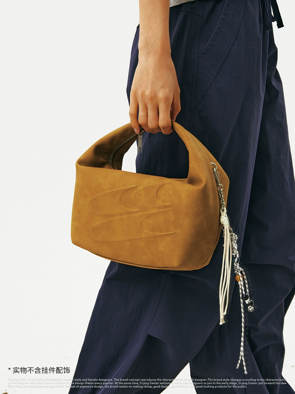 CryingCenter Lychee Pattern Matte Leather Portable Logo Leather Bag