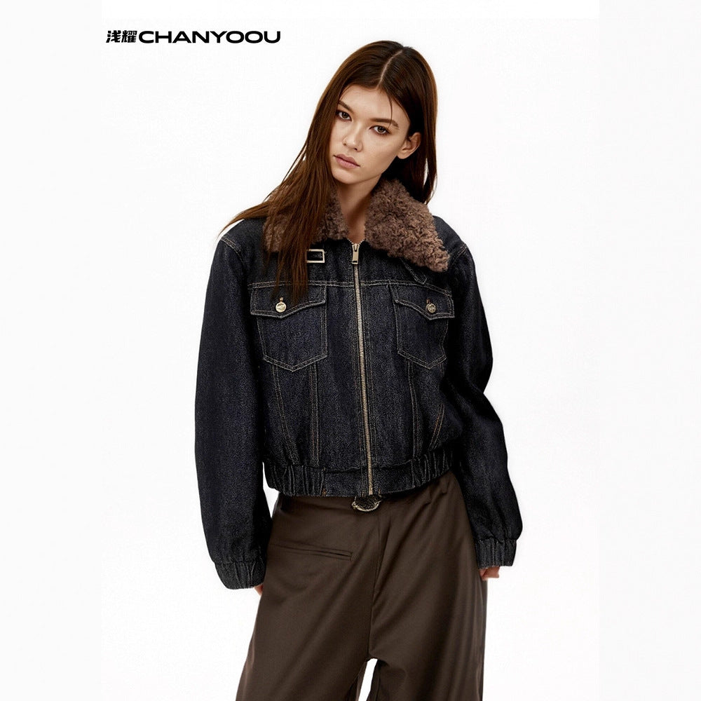 CHANYOOU Retro Lapel Padded Denim Cotton Clothes