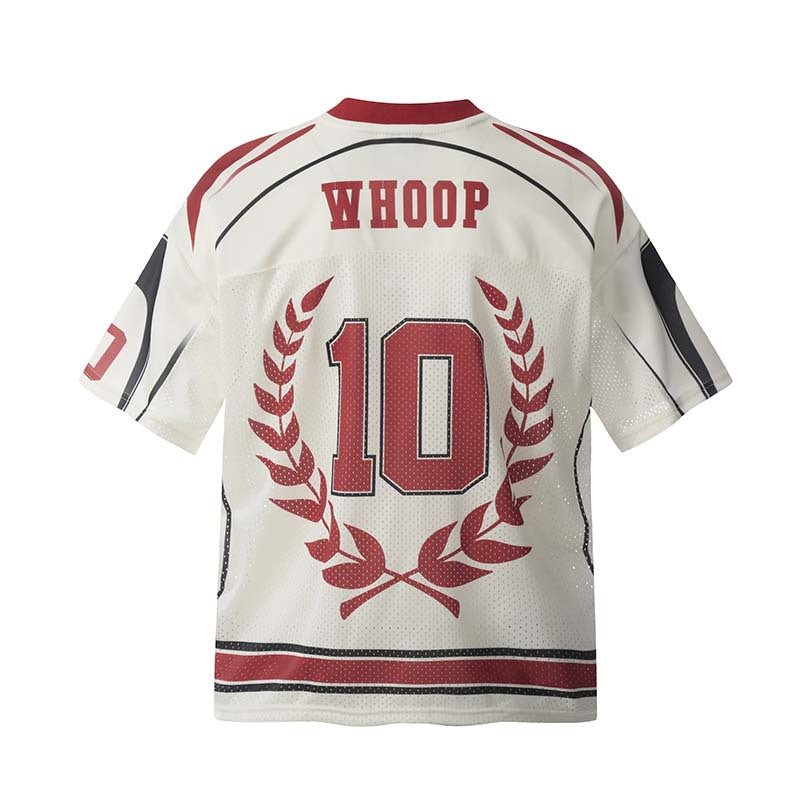 BTSG Retro Numeric Printing V-neck Mesh Short-sleeved Jersey