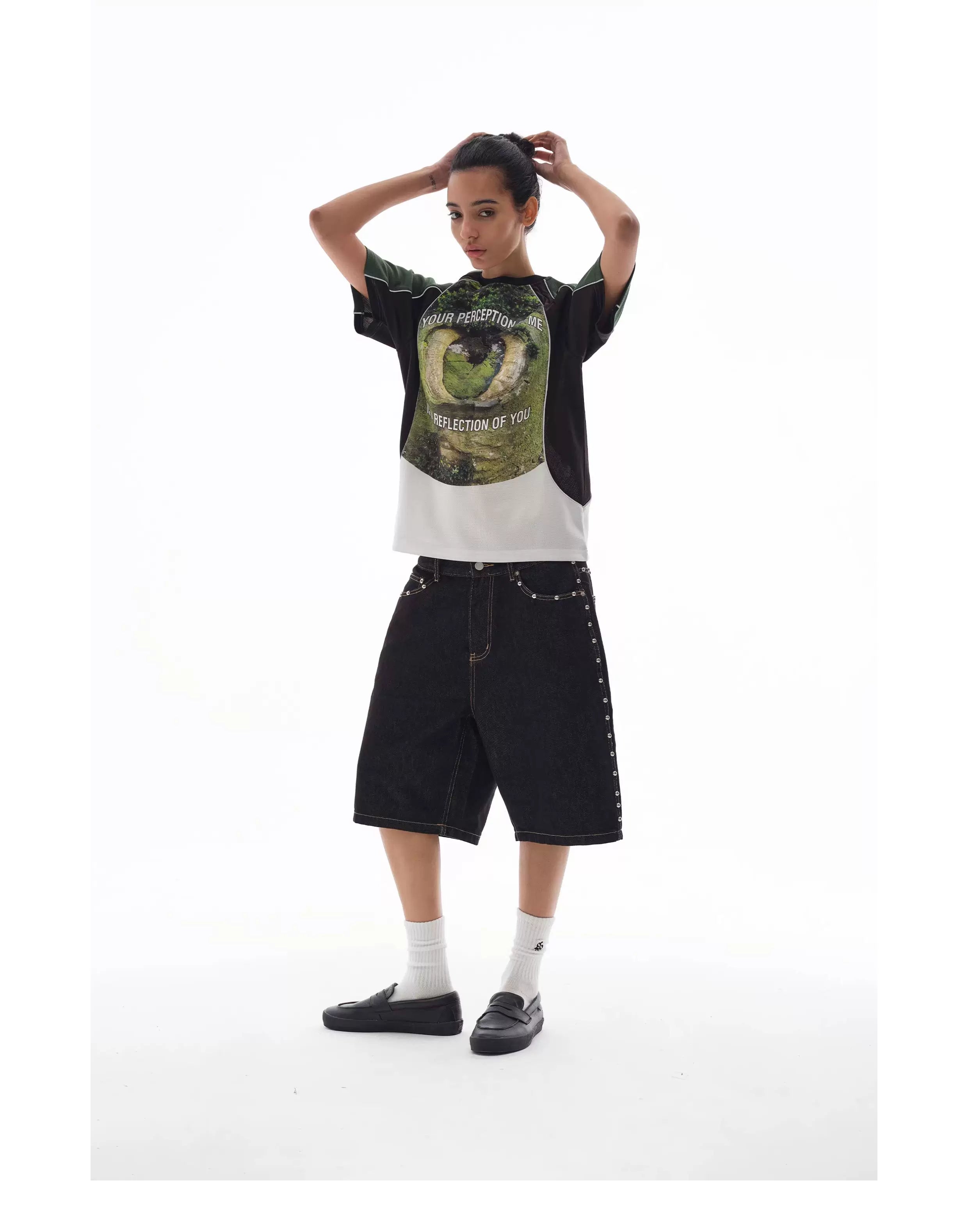 WebSurfGroup Green Mirror Mesh Loose Sports Tee