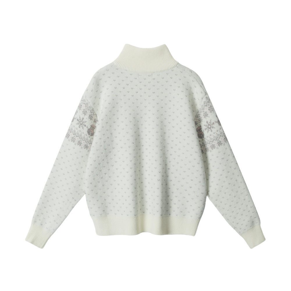 Nariele Pullover Half-zip Turtleneck Loose Sweater