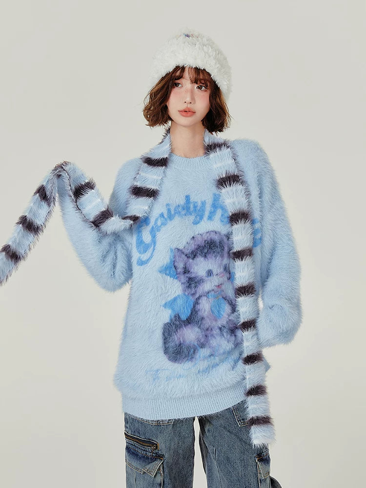Girlyhalo Faux Mink Cat Sweater