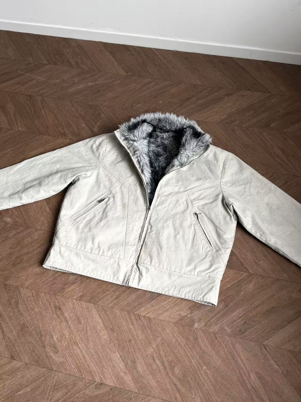 EME Stand-up Neck Zip Vintage Jacket