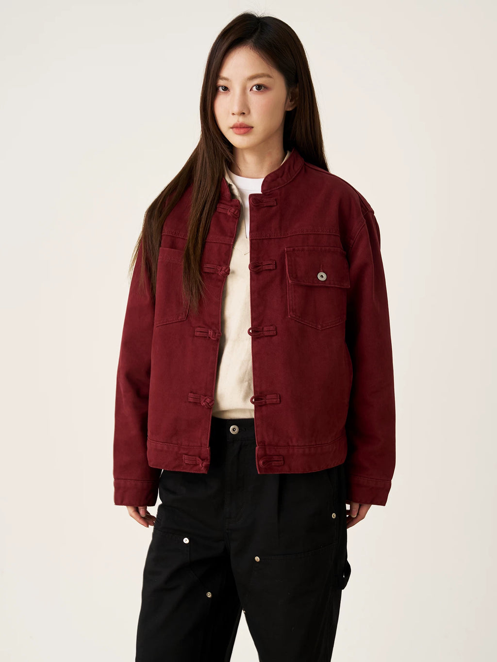 GOODLIVEABLE Vintage Button Casual Jacket